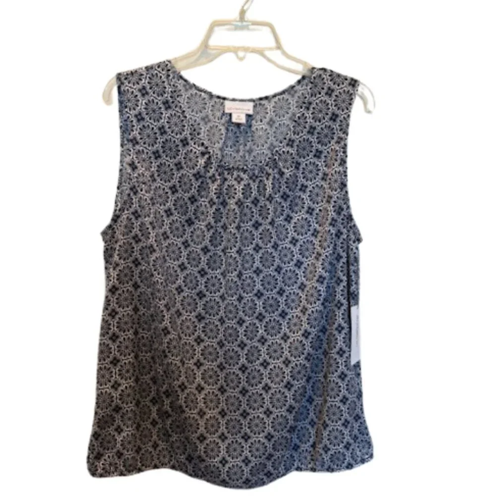 Liz Claiborne Tank Women's Navy and White Size XL Chic and Summer Ready NWT - Picture 1 of 6